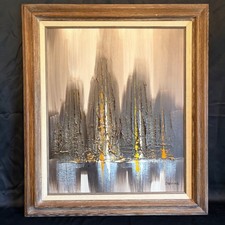 Devine Abstract Impasto Oil Painting Canvas MCM Wood Frame Mexico 20x24 picture
