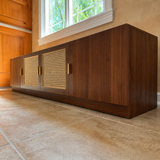 78in Mid Century Modern Low-Profile Rattan TV Stand Fluted Media Console for 80 picture