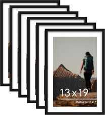 13X19 Picture Frame Set of 6, Display Pictures 11 X 17 with Mat or 13 X 19 witho picture