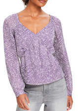 LOFT Women's Tulip Striped Sweetheart Neck Blouse Lined Size S French Violet picture