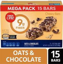 Fiber One Chewy Bars, Oats & Chocolate, Fiber Snacks, Mega Pack, 15 ct picture