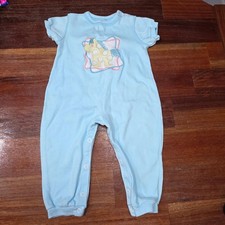 Vintage Babygro Blue Cotton Pony Embroidered Romper 6-9 Months Short Sleeved picture