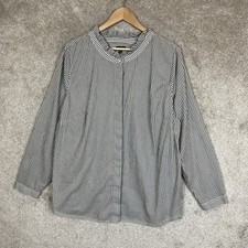 Talbots Blouse Womens 2X Gray Stripe Cotton Button Front Lightweight- 5273 picture
