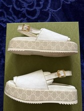 New In Box Gucci Women’s GG Canvas Platform Sandals Size EU 42 picture