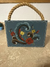 Vintage 1986 Signed Hand-Painted Plaque Norwegian Rosemaling Elda Mae Stanghelle picture