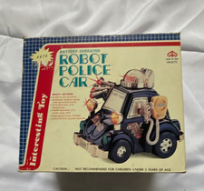 King Wu Toy KW-2272 Battery Operated Robot Police Car, Vintage 1972 picture