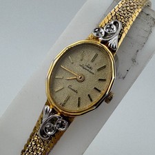 VTG Jules Jurgensen Quartz Watch Women Diamonds Gold Tone Mesh Analog New Batter picture
