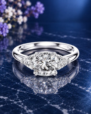 IGI Certified Lab Grown Diamond Engagement Ring 14k White Gold 2.09 Ct Trillion picture