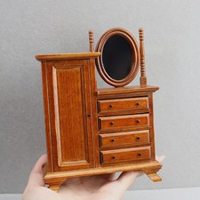 Dollhouse Miniature Wooden Dressing Table Retro Vanity Cabinet Furniture Model picture