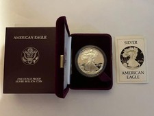 1986 S  American Eagle Silver Bullion One Dollar PROOF with Original Case & Cert picture