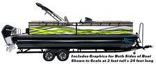Zig Zag Green White Lines Graphic Kit Decal Fishing Boat Wrap Pontoon Vinyl picture