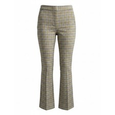 Anthropologie Plaid Boot-Cut Pants Women Size ST Yellow Gray NEW Mid-Rise Flare picture
