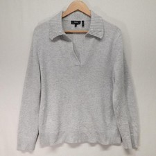 Theory Sweater Womens Large Gray 100% Cashmere Collared Pullover Capsule picture