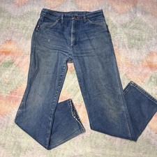 Vintage 70s/80s Wrangler 13MWZ Jeans Made in USA Size 34x34 Distressed picture