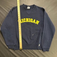 Vintage Russell Athletic Michigan Sweatshirt Youth L USA Navy Blue Wolverines picture