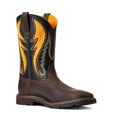 NIB MENS ARIAT WORK 10040990 GROUNDBREAKER VENTTEK BROWN/ORANGE SOFT TOE BOOT picture