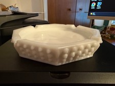 Vintage Fenton Hobnail Milk Glass Octagonal Ashtray 7” White Mid Century picture