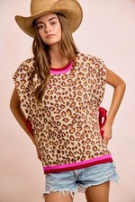 BiBi Leopard Pattern Side Tied Sweater Vest Top - XLarge picture