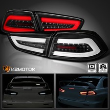 Black Fits 2008-2017 Mitsubishi Lancer Evolution 4Dr LED Tube Tail Lights Lamps picture