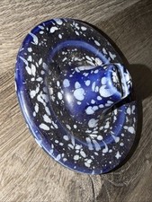 Vintage Cobalt Blue Agate Croc  Lid 5 Inch Diameter picture