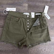 Aritzia Denim Forum Women’s Yoko Shorts Size 26 Olive Green NWT picture