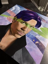 PRINCE Original Canvas Portrait Painting Purple Hair Space Contemporary Art  picture