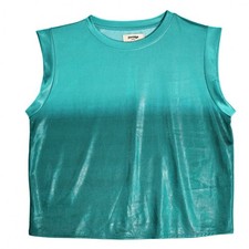 Anthropologie Porridge Muscle Tee Women L Teal Ombre Metallic Ribbed NWT picture
