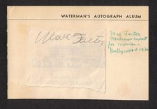 Max Factor Cosmetics Magnate Original Signed Cut Signature w/ Todd Mueller LOA picture