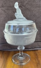 Antique Gillinder Westward Ho EAPG Covered Compote Pioneer Pedestal picture