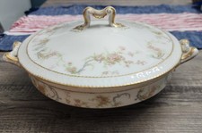 Haviland & Co. Limoges Scrolls Gold Trim/Pink Roses Vegetable Bowl 57J picture