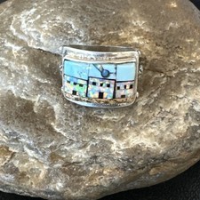 Zuni Pueblo Gilson Opal Turquoise Inlay Ring Sterling Silver Sz 7 19980 picture