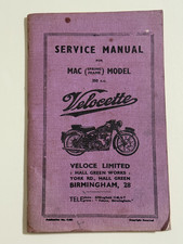 Service Manual for Velocette Motorcycle Spring Frame Model MAC 1953, original picture