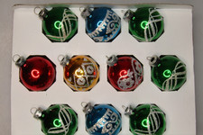 Lot Vintage Glass Pictured Stencil Small BALL Christmas Ornaments Corning picture