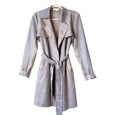 Anthropologie Solitaire Gray Plaid Trench Jacket – Size Medium Capsule Coat picture