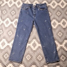 Driftwood Wyatt Floral Embroidered Straight Leg Jeans Medium Wash 30x26 picture