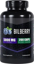 Bilberry 5000mg 200 Caps Vaccinium myrtillus Non GMO/Gluten Free/No Preservativ picture