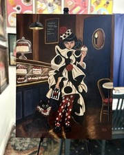 Delilah & Jasper Girl & Cat Fine Art Painting Hand Painted Signed 22 X 28 picture