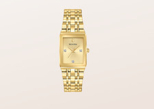 Bulova Modern Women's Gold Tone Gemmed Quartz Watch 97P140 $450 RETAIL picture