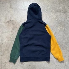 Supreme Color Blocked Arc Logo Hooded Sweatshirt FW16 Navy Yellow Green Size XL picture