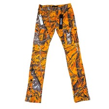 KDNK Mens Stacked Snap Pants Orange Camo KNB3273 Size 30 NWT Street Wear Casual picture