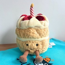 Jellycat Amuseables Strawberry Birthday Cake Plush Doll NWT Gift Dust Bag picture