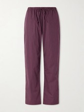 Leset Medium Yoshi Burgundy striped cotton and Lyocell-blend wide-leg pants picture