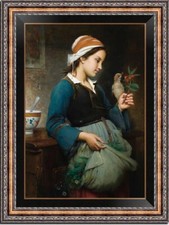 Handmade Old Master-Art Antique Oil Painting Small girl on canvas 24