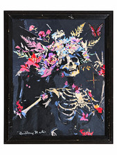 Brittony Martin Signed Framed Acrylic Skeleton Painting picture