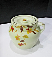Hall Jewel Tea Autumn Leaf ONE HANDLE BEAN POT WITH LID VINTAGE RARE picture