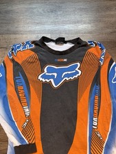 Vintage Fox Racing Motocross Moto Jersey FX Blue Orange Dirt Bike Mens Size L picture