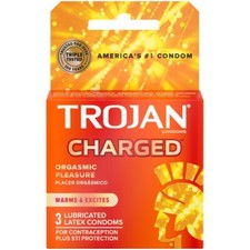Trojan Charged Orgasmic Pleasure Warming Intensified Lubricated Condoms - 3 Pack picture