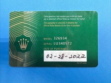 GENUINE OEM ROLEX SKY-DWELLER 42mm 326934 INTERNATIONAL GAURANTEE CARD 2022 picture