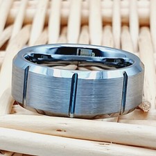 Unique Tungsten Wedding Band 8MM Unique Engraved Engagement Ring Proposal Ring picture