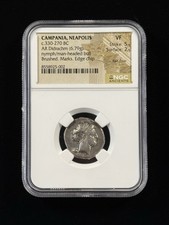 330-270 BC Campania Neapolis Didrachm Nymph Man Headed Bull VF NGC Item #528 picture